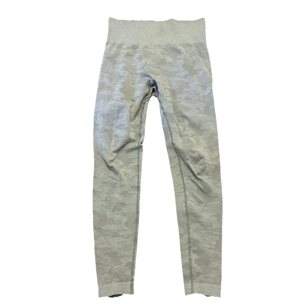 Gymshark Camo Seamless High Rise Leggings Light Sage Green Butt Scrunch Small